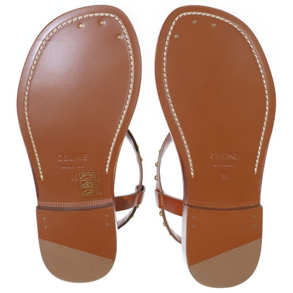 Celine Studded Leather Sandals Shoes Gold Brown — view 5