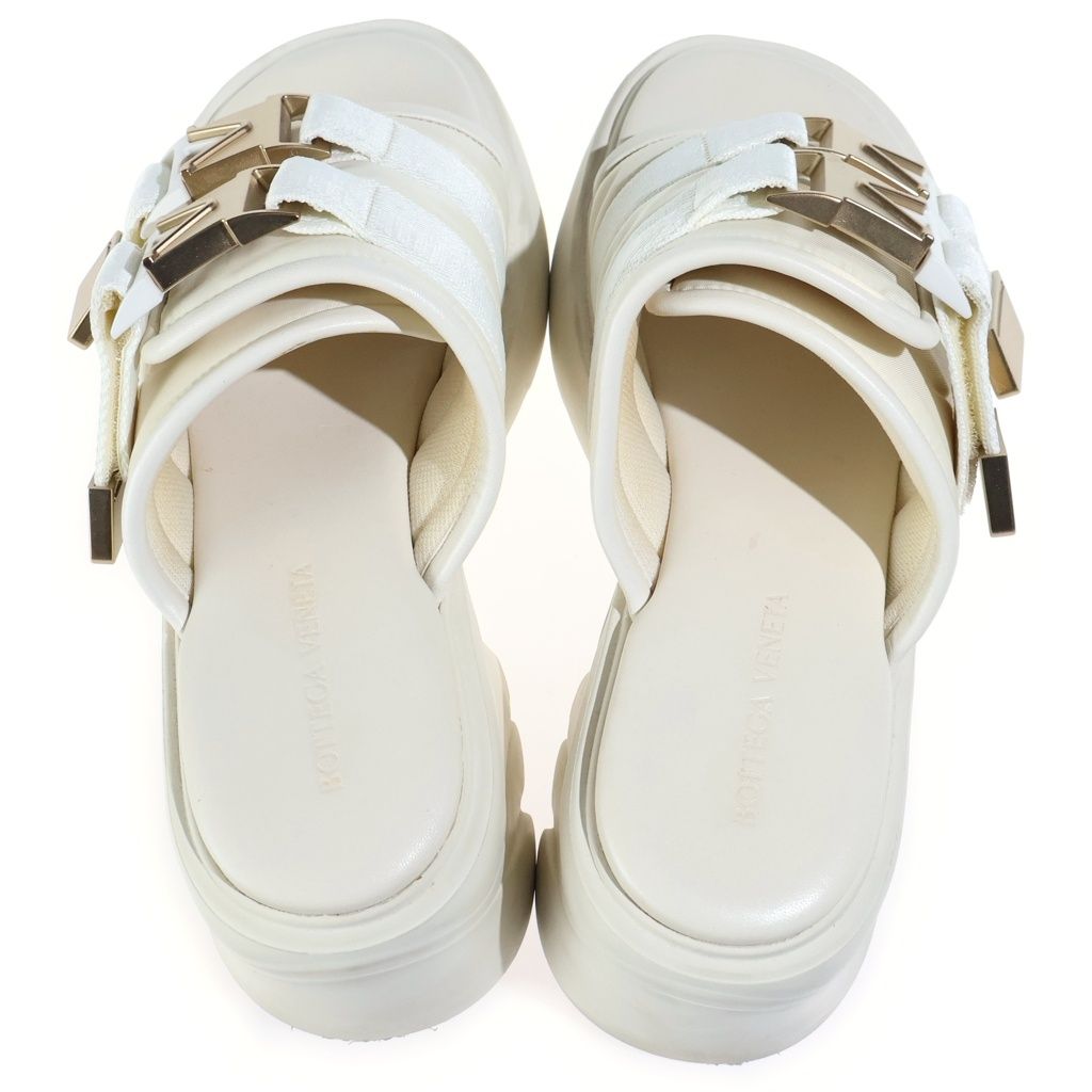 Bottega Veneta Double Belt Flash Flat Sandals Ivory — view 4