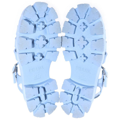 Prada Monolith Rubber Flat Sandals Triangle Logo Blue — view 5