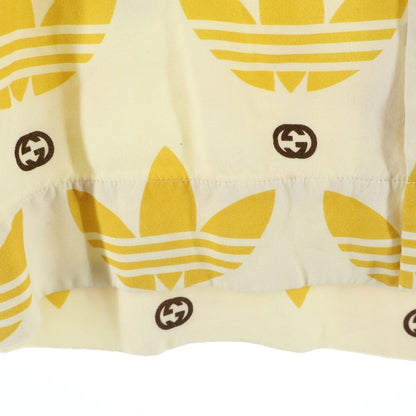 Gucci Adidas GG Logo All Over Print Design Short Sleeve Bowling Shirt Yellow — view 5