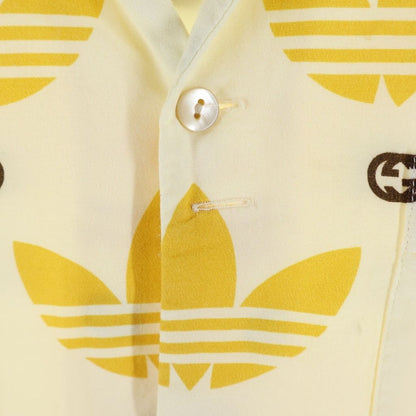 Gucci Adidas GG Logo All Over Print Design Short Sleeve Bowling Shirt Yellow — view 4