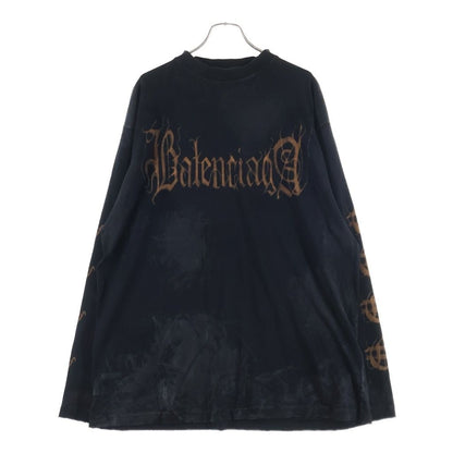 Balenciaga Heavy Metal Long Sleeve T-Shirt Logo Distressed T Black — view 2