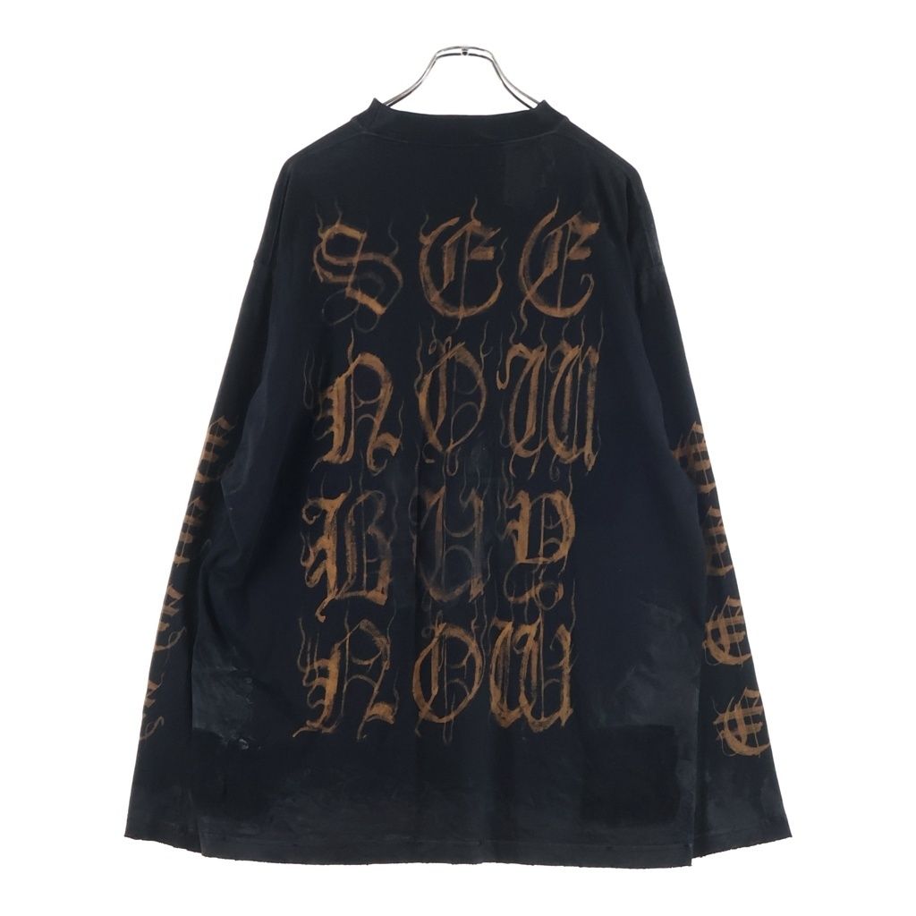 Balenciaga Heavy Metal Long Sleeve T-Shirt Logo Distressed T Black