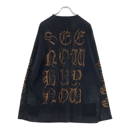 Balenciaga Heavy Metal Long Sleeve T-Shirt Logo Distressed T Black