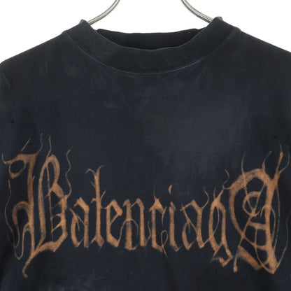 Balenciaga Heavy Metal Long Sleeve T-Shirt Logo Distressed T Black — view 3