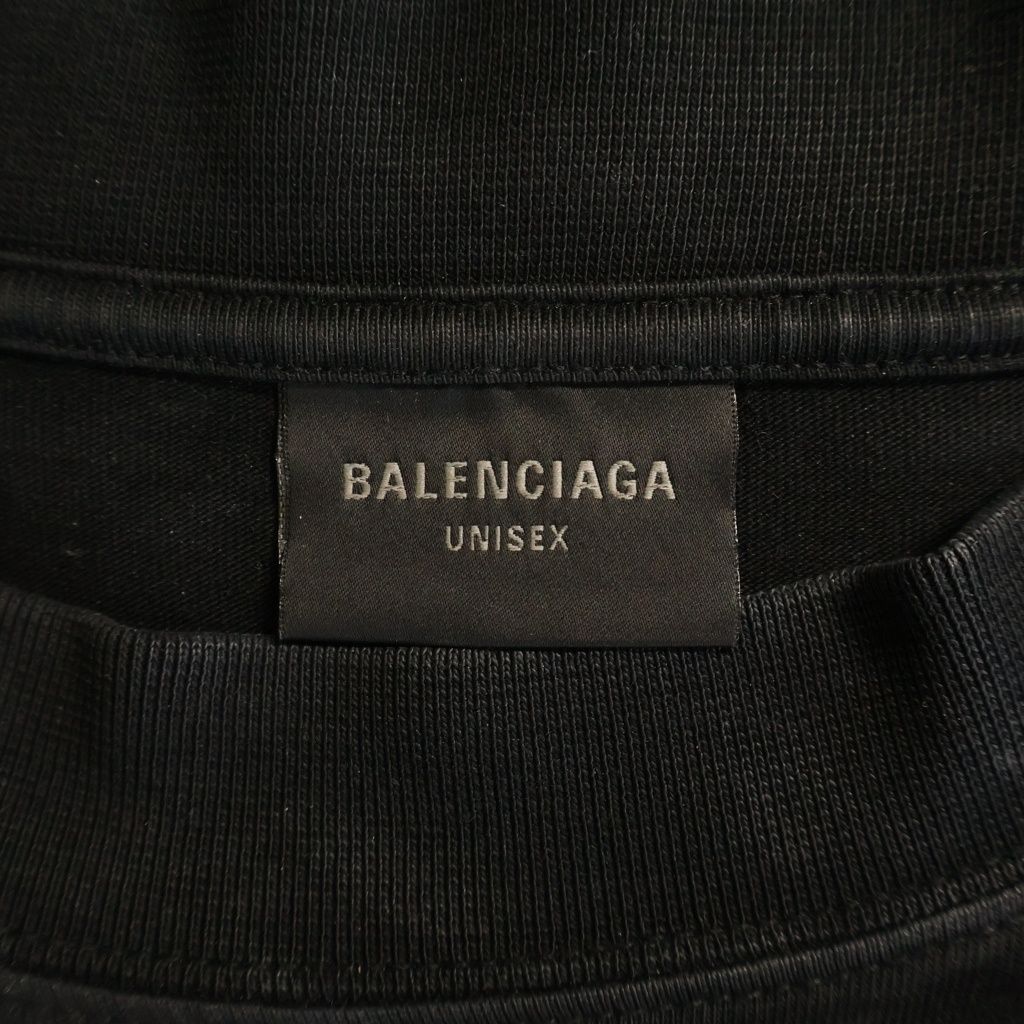 Balenciaga Heavy Metal Long Sleeve T-Shirt Logo Distressed T Black — view 6