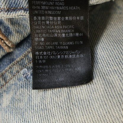 Balenciaga Logo All Over Print Distressed Baggy Denim Pants Indigo — view 8