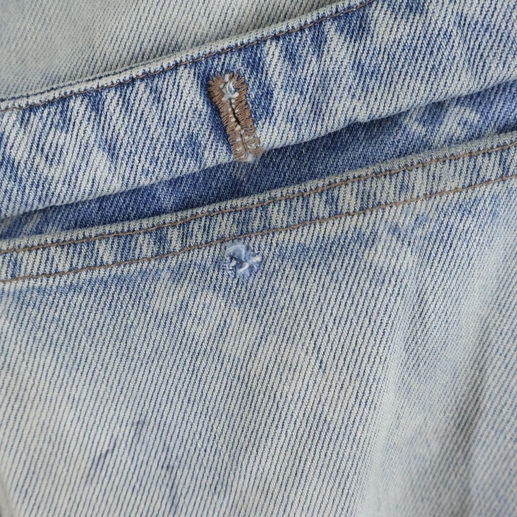 Balenciaga Logo All Over Print Distressed Baggy Denim Pants Indigo — view 5
