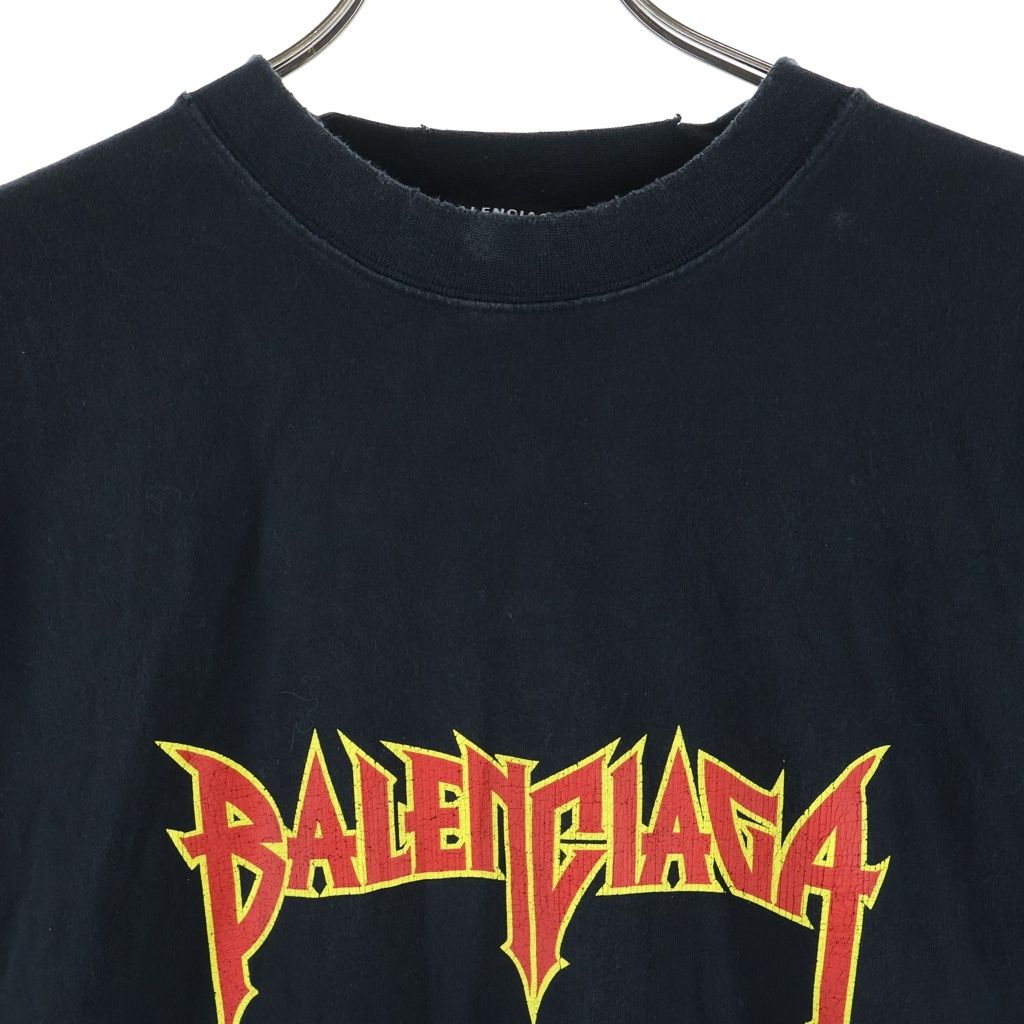 Balenciaga Metal Logo Crashed Tee Frontprintcrew Neck Short Sleeve Top T-Shirt — view 3