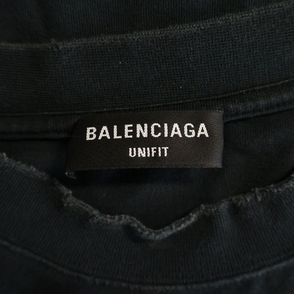 Balenciaga Metal Logo Crashed Tee Frontprintcrew Neck Short Sleeve Top T-Shirt — view 6