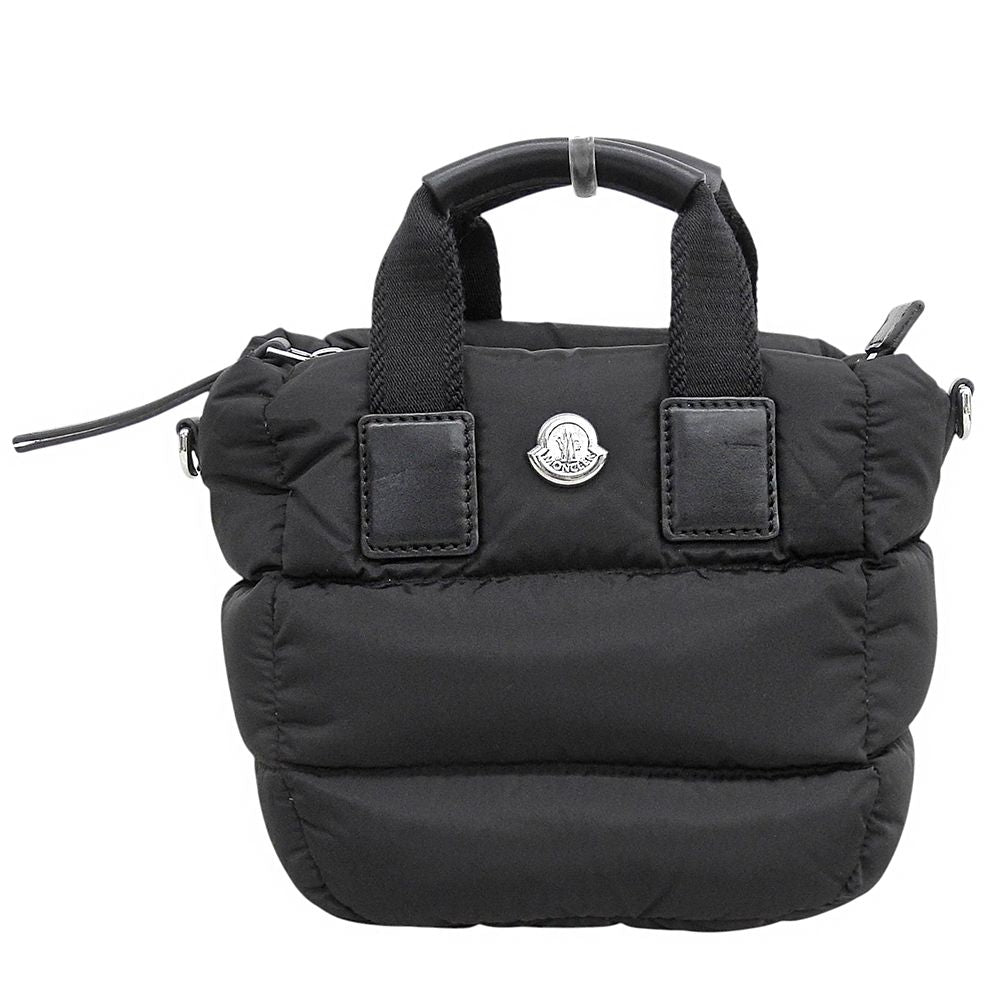 Moncler Micro Caradoc Nylon Metal Logo 2-Way Shoulder Handbag Black