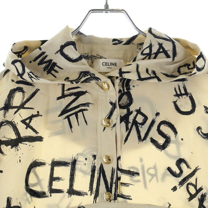 Celine Triomphe Graphic Logo Hoodie Pullover Brown Silk — view 3
