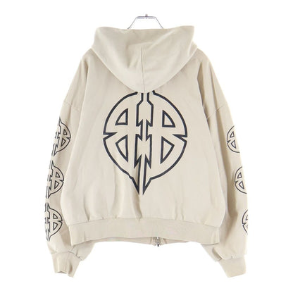 Balenciaga BB Metal Stencil Zip-up Hoodie BB Up Beige