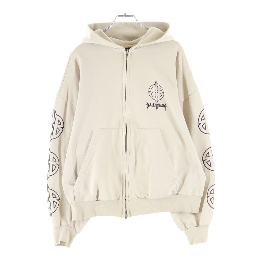 Balenciaga BB Metal Stencil Zip-up Hoodie BB Up Beige — view 2