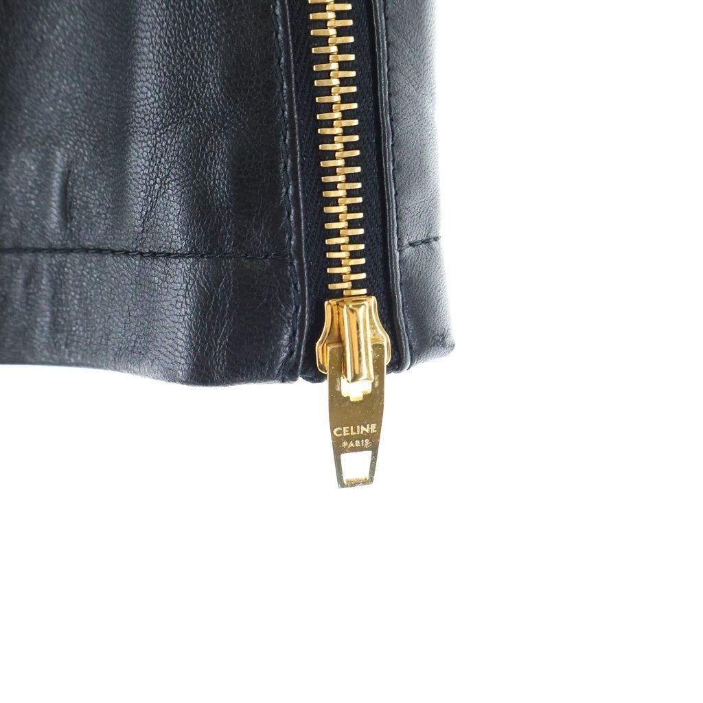 Celine Triomphe Leather Skirt Black — view 5
