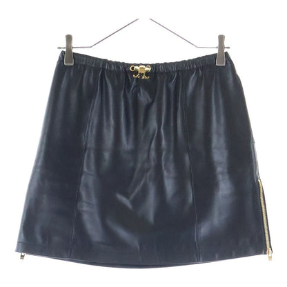 Celine Triomphe Leather Skirt Black