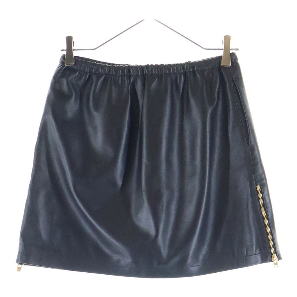 Celine Triomphe Leather Skirt Black — view 2