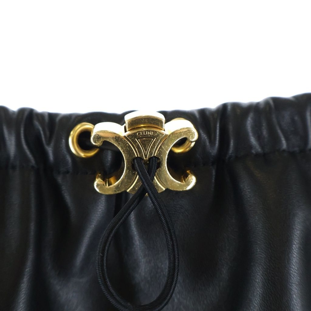 Celine Triomphe Leather Skirt Black — view 7