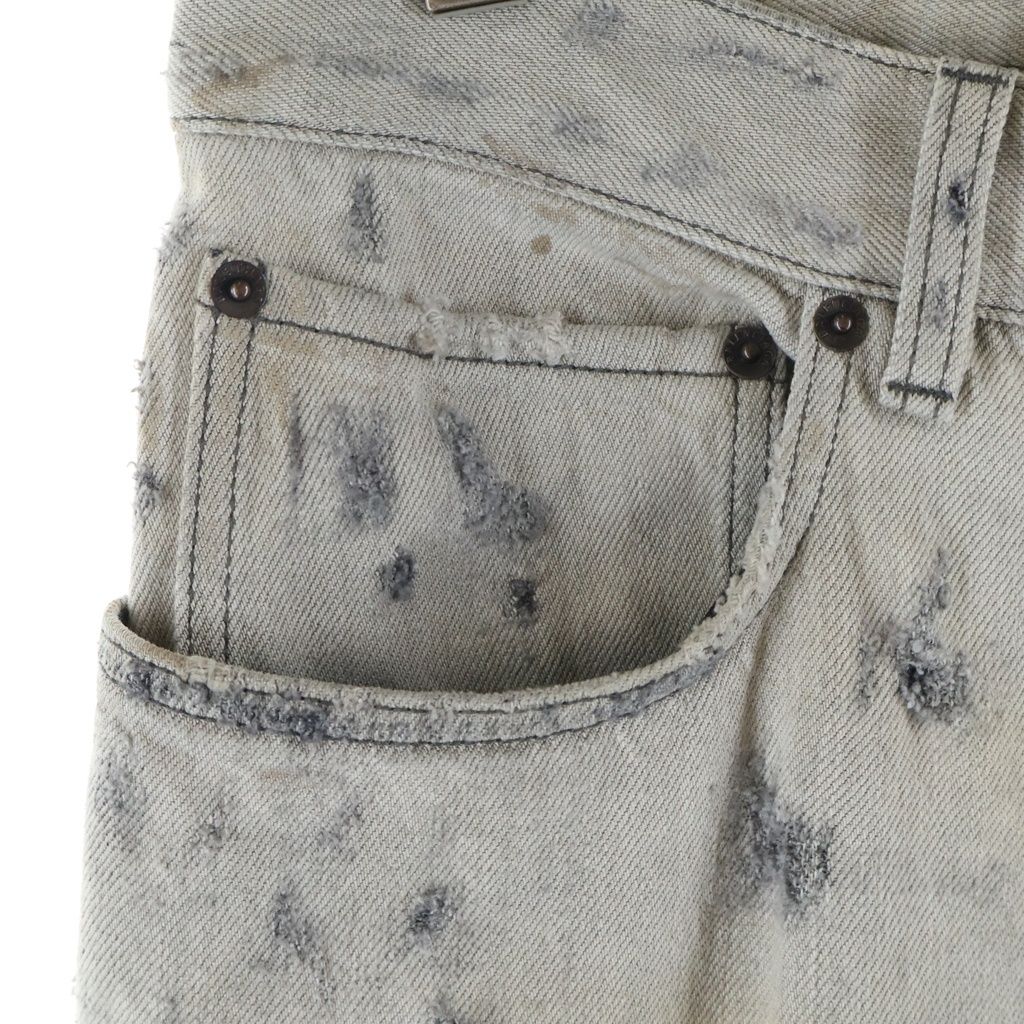 Balenciaga Super Destroyed Baggy Destroy Damage Denim Buggypants Gray — view 5