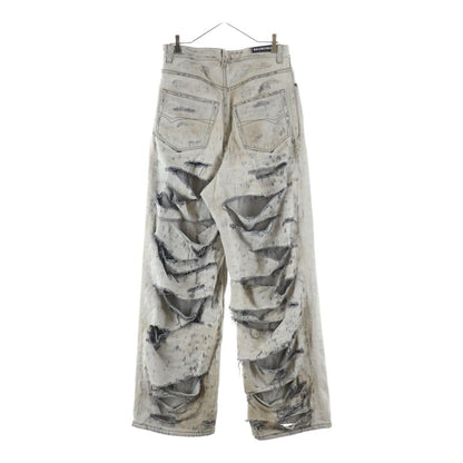 Balenciaga Super Destroyed Baggy Destroy Damage Denim Buggypants Gray — view 2