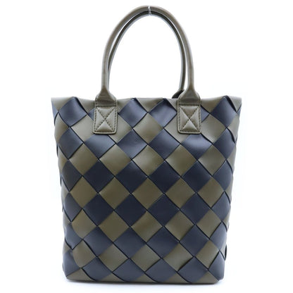 Bottega Veneta Maxi Cabas Intrecciato 2-Way Shoulder Bag Tote Bicolor Khaki — view 2