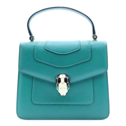 Bvlgari Serpenti Forever 2-Way Chain Shoulder Bag Green Leather Gold