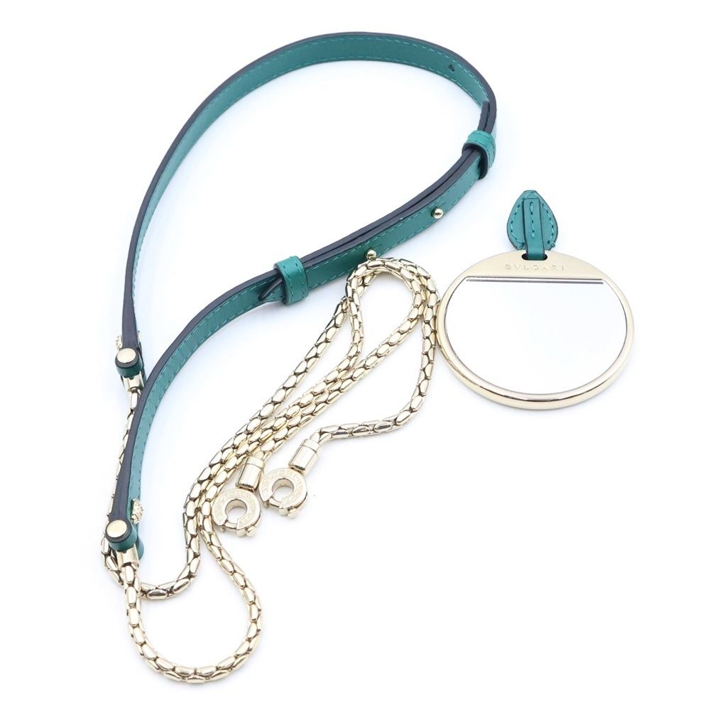 Bvlgari Serpenti Forever 2-Way Chain Shoulder Bag Green Leather Gold — view 8