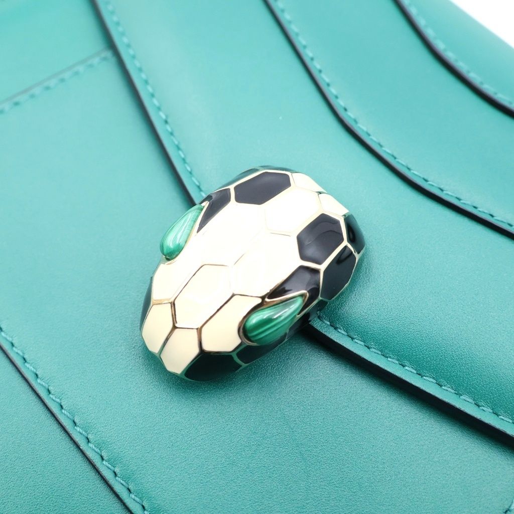Bvlgari Serpenti Forever 2-Way Chain Shoulder Bag Green Leather Gold — view 6