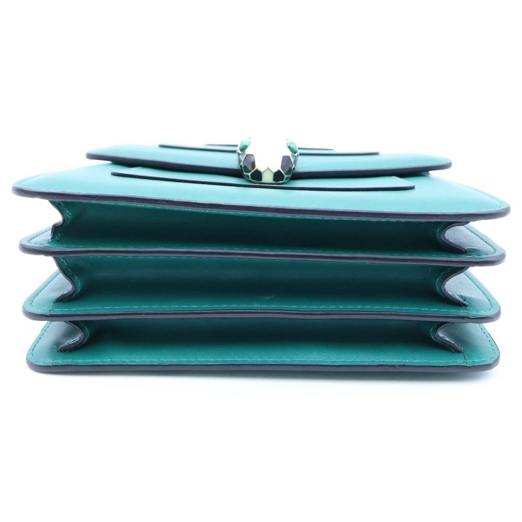 Bvlgari Serpenti Forever 2-Way Chain Shoulder Bag Green Leather Gold — view 4
