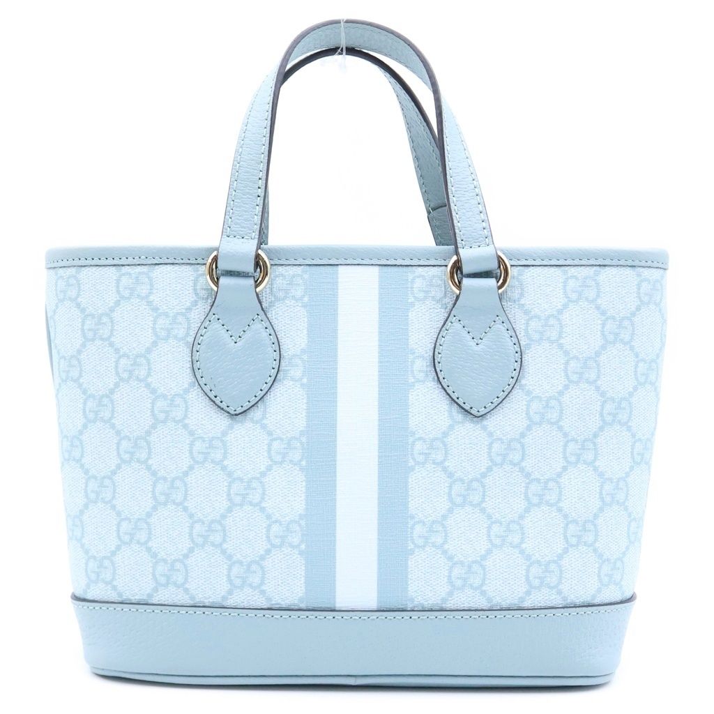 Gucci GG Supreme Ophidia Small 2-Way Shoulder Bag Tote Light Blue Leather Gold — view 2