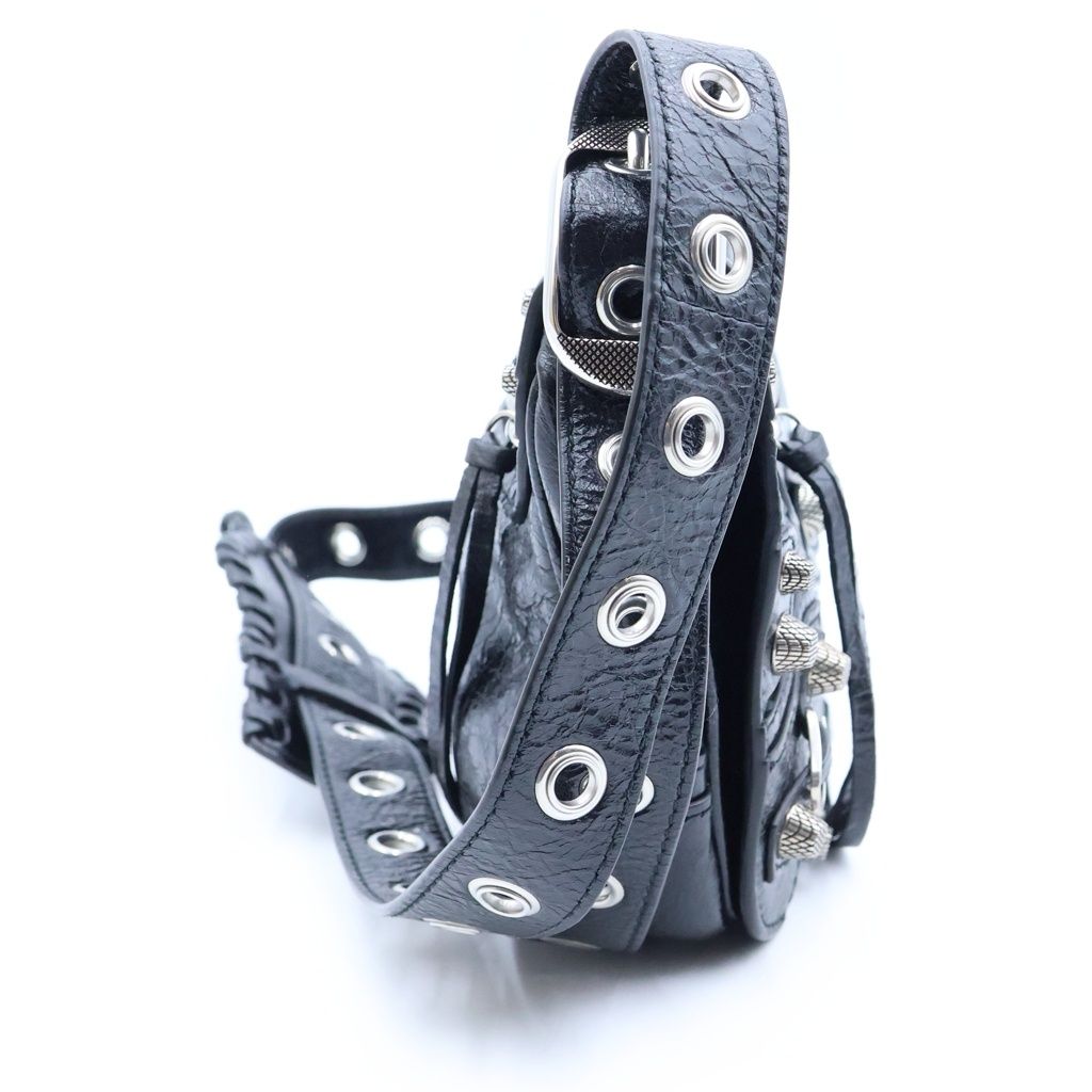Balenciaga Le Cagole XS Shoulder Bag Black Leather Silver — view 3