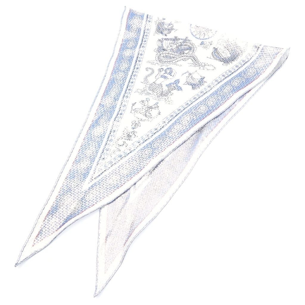 Hermes Carre Rosange Sailor Tattoo All Over Print Bandana Silk Scarf White