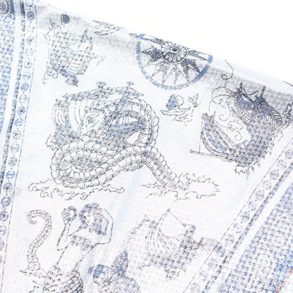 Hermes Carre Rosange Sailor Tattoo All Over Print Bandana Silk Scarf White — view 3