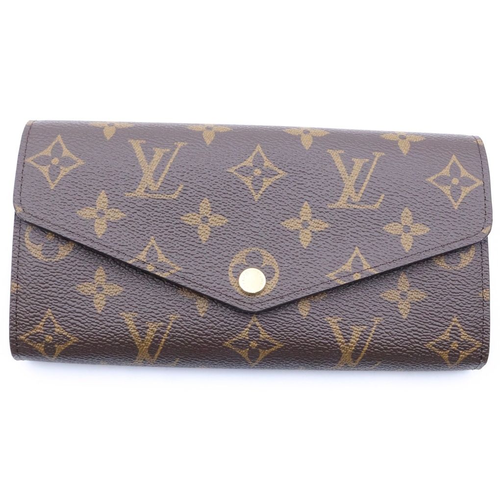 Louis Vuitton Monogram Portefeuille Sarah Leather Wallet Brown
