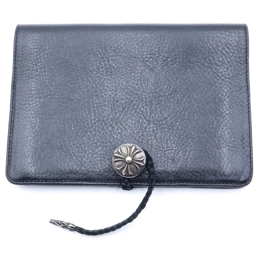 Chrome Hearts Agenda Cover Cross Ball Leather Black