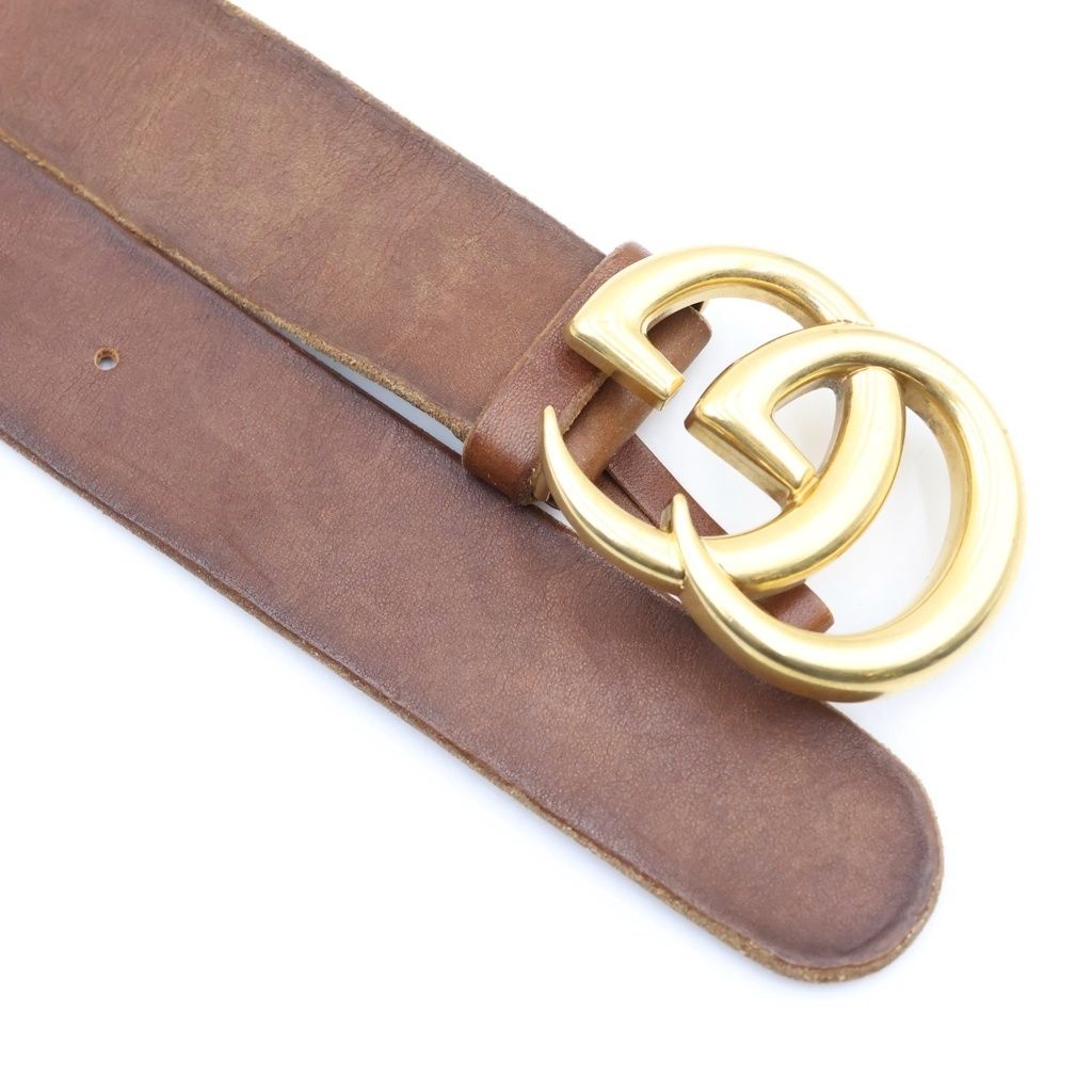 Gucci GG Marmont Leather Belt Gold Brown — view 4