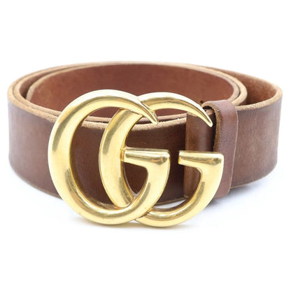 Gucci GG Marmont Leather Belt Gold Brown