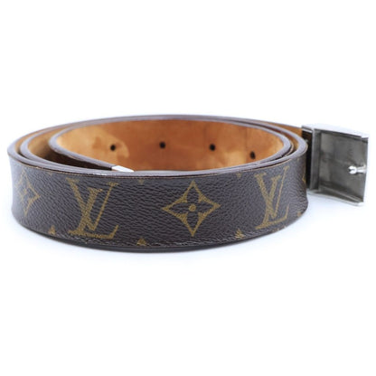 Louis Vuitton Monogram Ceinture Belt Silver Leather Brown — view 3