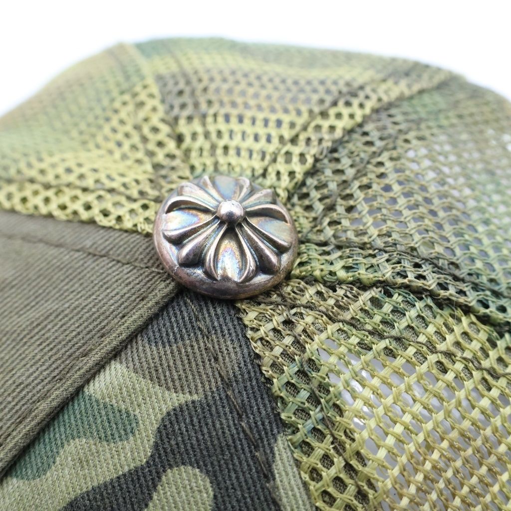 Chrome Hearts Trucker Cap Truck Khaki CH Patch Cross Ball Camouflage Mesh Hat — view 7