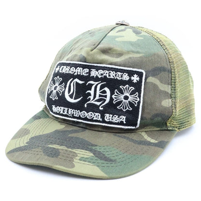 Chrome Hearts Trucker Cap Truck Khaki CH Patch Cross Ball Camouflage Mesh Hat
