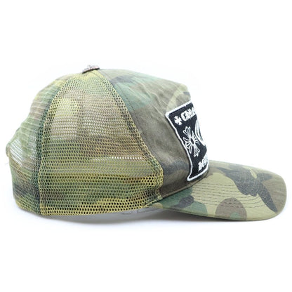 Chrome Hearts Trucker Cap Truck Khaki CH Patch Cross Ball Camouflage Mesh Hat — view 3