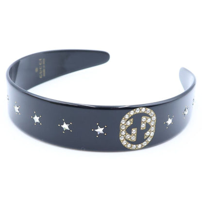Gucci Interlocking Rhinestone Headband Black
