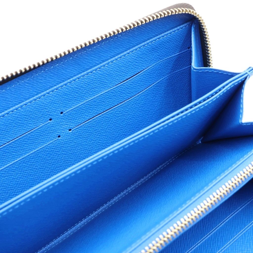 Louis Vuitton Yayoi Kusama Monogram Pumpkin Dot Zippy Wallet Brown Blue Leather — view 5