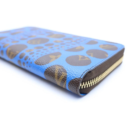 Louis Vuitton Yayoi Kusama Monogram Pumpkin Dot Zippy Wallet Brown Blue Leather — view 4