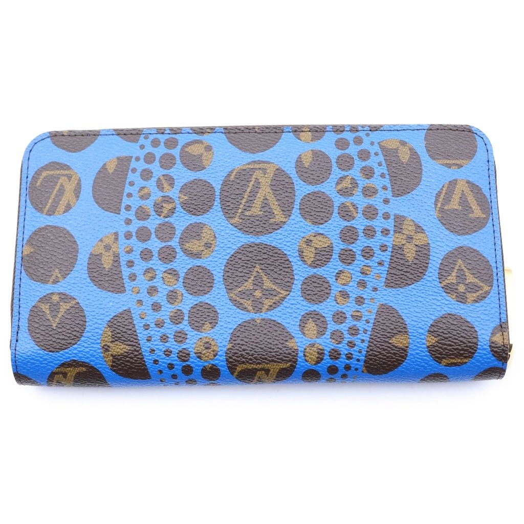 Louis Vuitton Yayoi Kusama Monogram Pumpkin Dot Zippy Wallet Brown Blue Leather — view 2