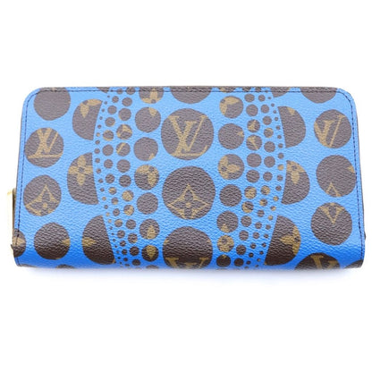 Louis Vuitton Yayoi Kusama Monogram Pumpkin Dot Zippy Wallet Brown Blue Leather