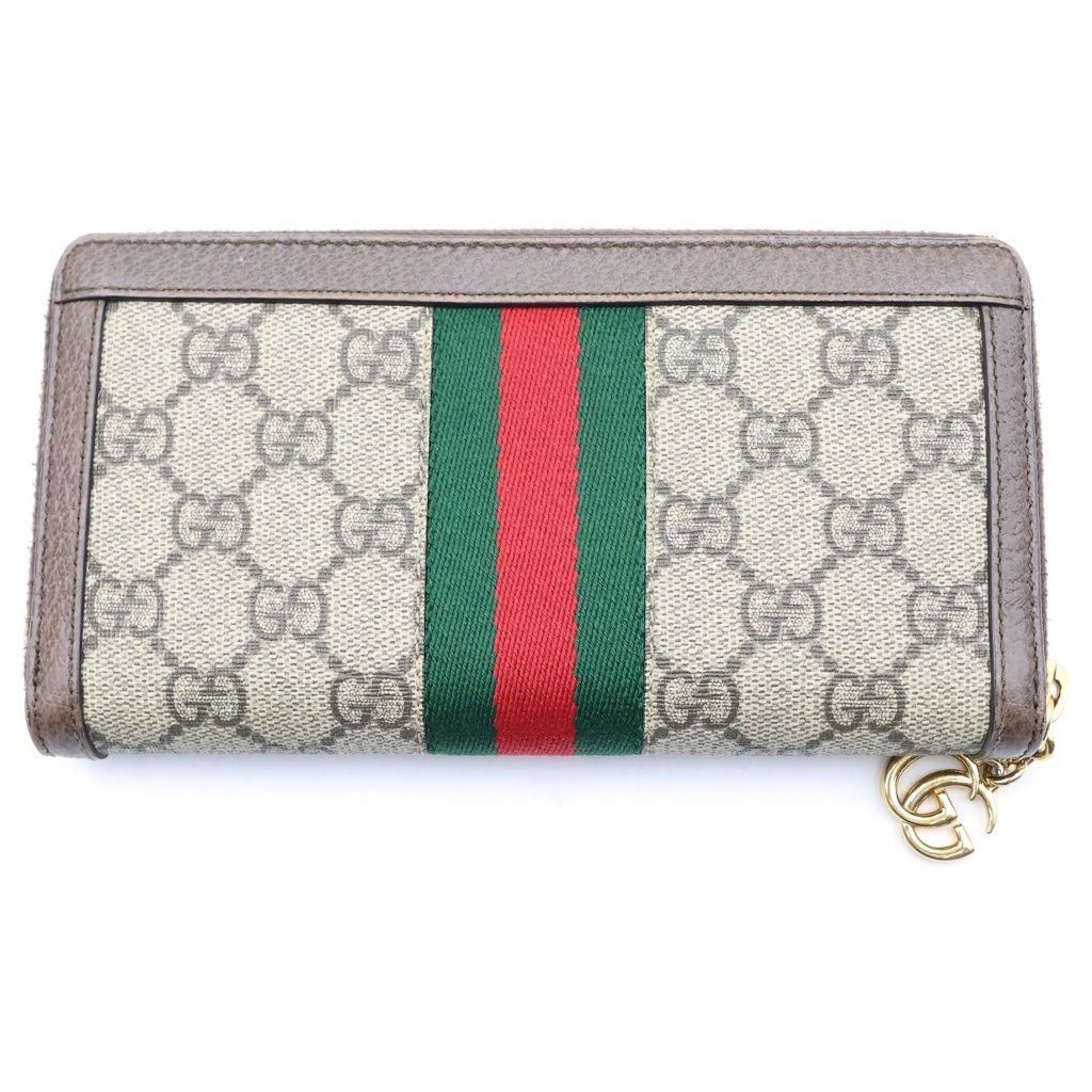 Gucci GG Supreme Ophidia Wallet Card Case Brown Leather Gold — view 2