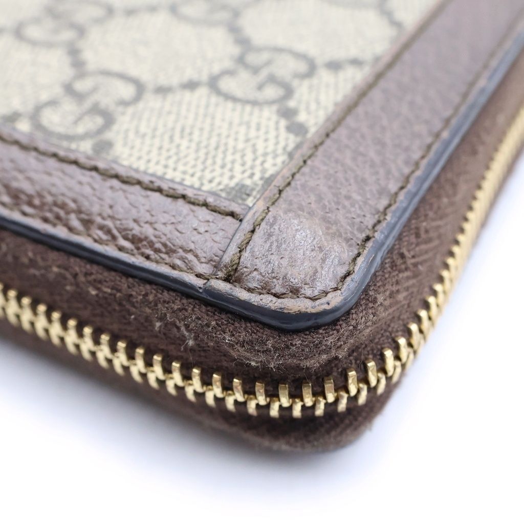 Gucci GG Supreme Ophidia Wallet Card Case Brown Leather Gold — view 4