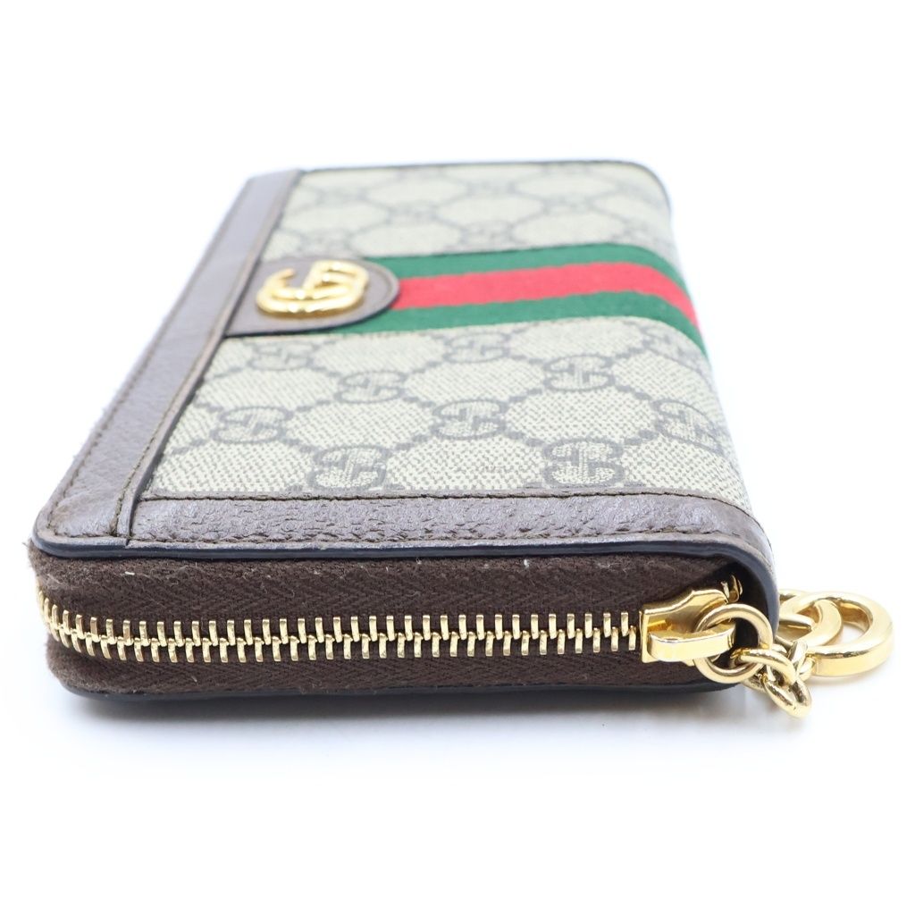 Gucci GG Supreme Ophidia Wallet Card Case Brown Leather Gold — view 3