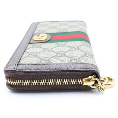 Gucci GG Supreme Ophidia Wallet Card Case Brown Leather Gold — view 3